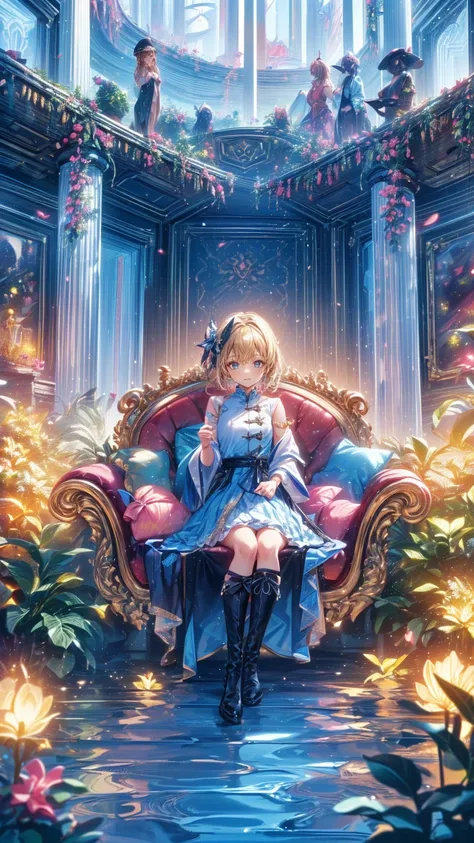 (    Masterpiece    : 1.2), (  very detailed: 1.2), (  very detailed CG: 1.2), (  high image quality: 1.2), (最  high image quality), 8k,   animated illustration,   、  beautiful girl、とてもcute天使、  pink gothic dress 、cute、baby face、smile、  Long Skirt、 Black lo...