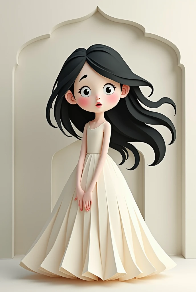 
2d snow white animated character , like paper white lol 