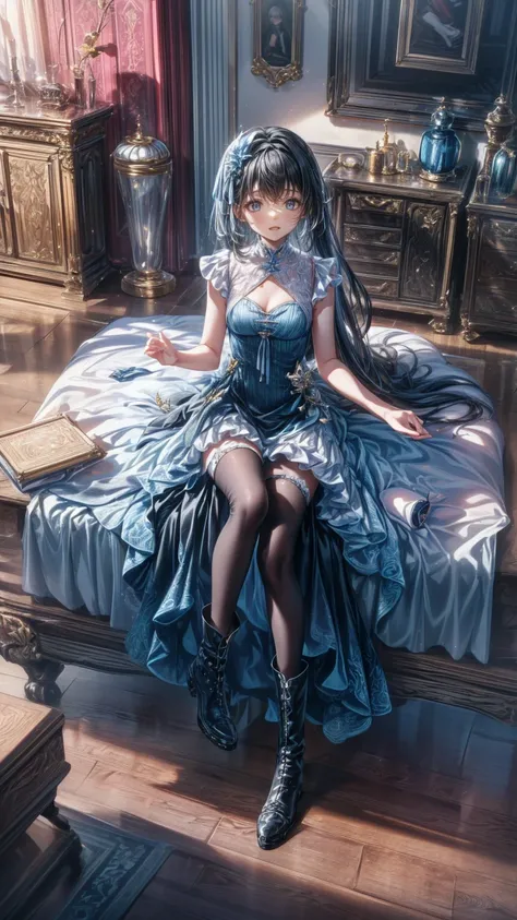 (    Masterpiece    : 1.2), (  very detailed: 1.2), (  very detailed CG: 1.2), (  high image quality: 1.2), (最  high image quality), 8k,   animated illustration,   、  beautiful girl、とてもcute天使、  pink gothic dress 、cute、baby face、smile、  Long Skirt、 Black lo...