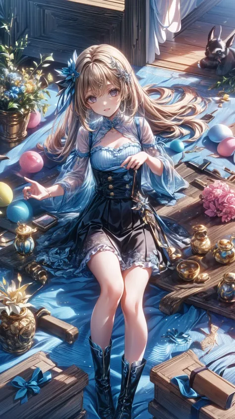 (    Masterpiece    : 1.2), (  very detailed: 1.2), (  very detailed CG: 1.2), (  high image quality: 1.2), (最  high image quality), 8k,   animated illustration,   、  beautiful girl、とてもcute天使、  pink gothic dress 、cute、baby face、smile、  Long Skirt、 Black lo...