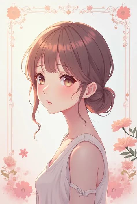 Make me a fully customized profile picture (PFP) created by an artist, featuring an anime girl with the name "Sophia" written neatly and cleanly at the center. The name should look well-designed and customized, and it must be spelled exactly as "Sophia" (n...