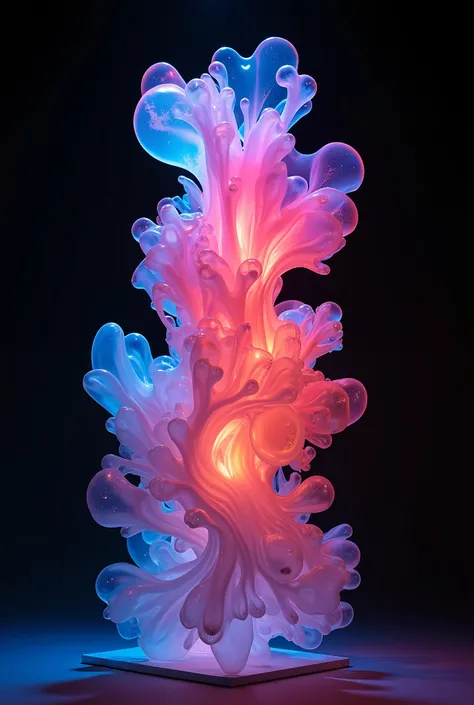 Kinetic sculpture using thermochromic and photochromic materials of gradient metamorphosis: evolving color alchemy, with dynamic, interactive lighting illuminating the kinetic sculpture, creating a captivating and transformative evolving color alchemy with...