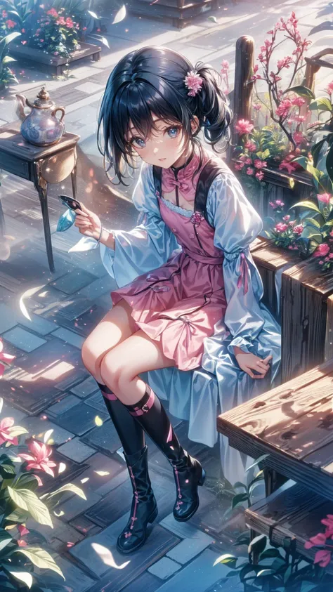 smile、(      Masterpiece      : 1.2), (   very detailed: 1.2), (   very detailed CG: 1.2), (   high image quality: 1.2), (最   high image quality), 8k,    Animated Illustration ,   、   beautiful girl、とてもcute天使、   pink gothic dress 、cute、*********、smile、   L...