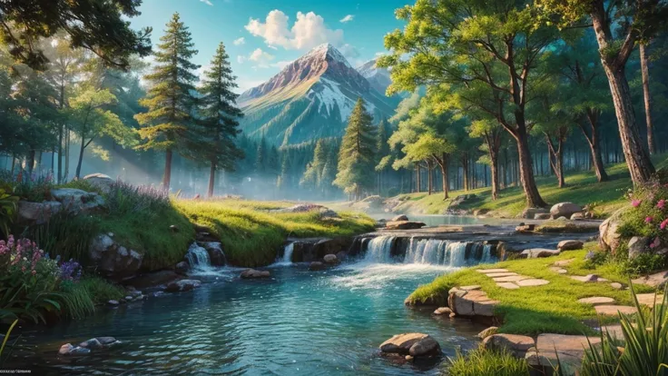 Make a real scenery illustration nature