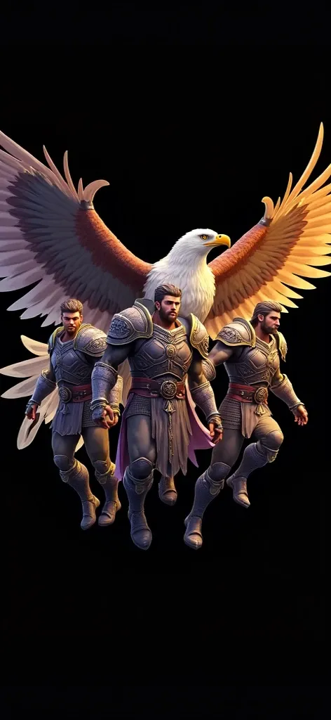 Warrior avatars with eagles and wings