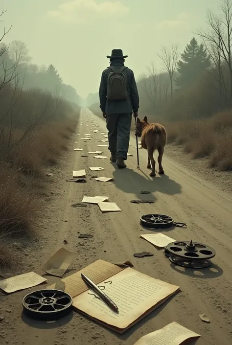 Le temps passe et pas a pas s effacent les traces du passé. Mais la route est longue alors je vois encore les souvenirs d une vie sans issue "sex drugs and rock n roll". Je pars avec mon chien et  laisse sur mon passage des bobines de films, des feuilles d...