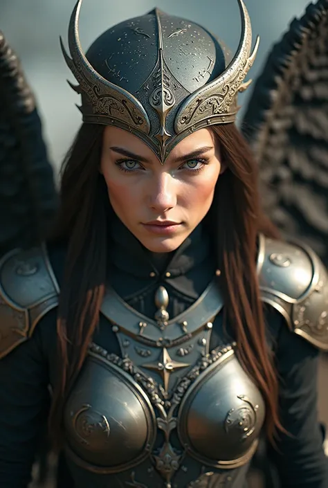 (l1vvydunne:.95), High-angle photo of a beautiful, young Valkyrie in the style of Stefan Kostic,  Realistic skin texture,(winged helmet:1.1), ( Valkyrie Armor :1.2), 1 / 2 body cultures, 8 art lens,5 mm, the 1st. 2,   sharp focus, 8k high definition,  logo...