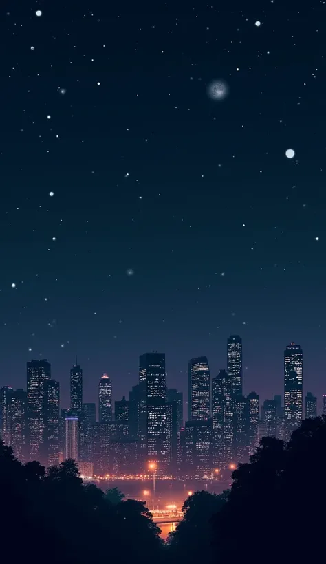 Night city buildings are placed only on the left side of the image, and large, bold text can be placed in the center 、 with fine details 。The background is a dark night sky without stars 、 creates a calm and sophisticated atmosphere 、中央には大きく大胆なテキストを配置できます。