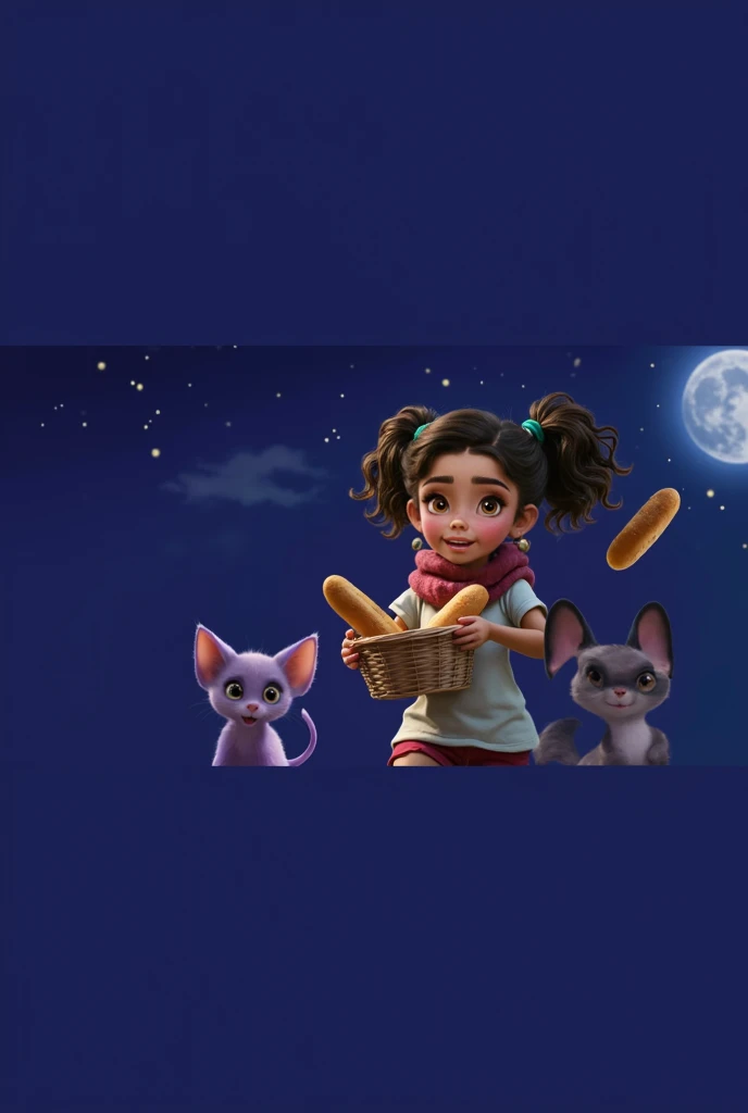 Create a scene inspired by the characters, movies and posters of Disney Pixar, with high resolution and high quality: a beautiful girl, 11y, , , age: 11, with attractive features and a developing body. She has light brown skin, is Brazilian and of mixed et...