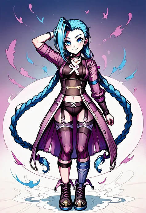 anime style adult jinx standing full body portrait posing