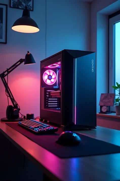 A gamer PC with a desk 