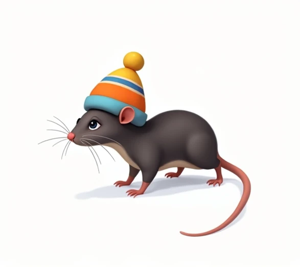 Realistic rat ( make that rat like a rat in real life) with snow hat (color: orange,. Yellow, blue, white)