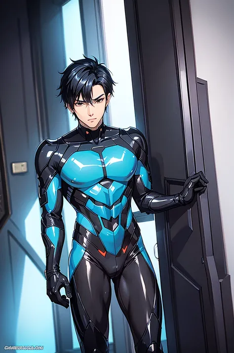    nightwingsuit, cute young man  ,   sexy body ,   tall  , Shiny black hair, upright, Sensual appearance,     Crotch Im Going to Cum My Bulge   