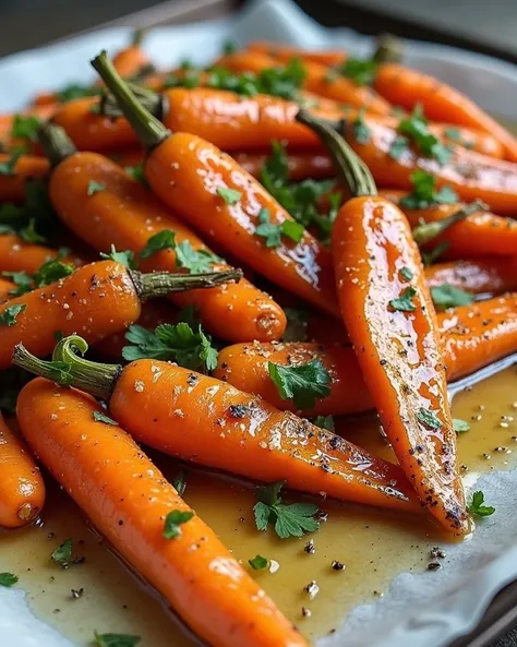 Zanahorias Asadas con Miel y Mantequilla de Ajo 🥕🍯🥕

Ingredientes:
- 1 kg of carrots ,  peeled and cut into diagonal pieces
- 3 tablespoons of olive oil
- Salt and pepper to taste
- 2 tablespoons of butter
- 3 cloves of garlic, 
- 2 tablespoons of honey
- ...