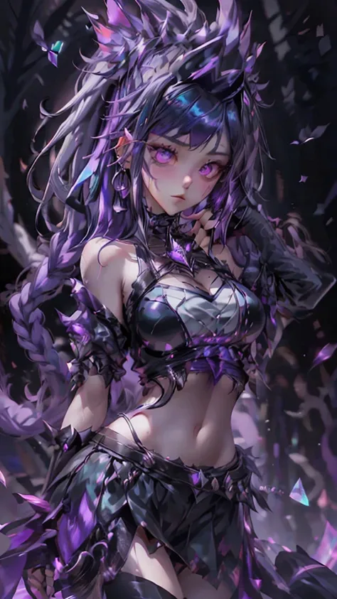 anime girl with purple eyes and black hair in a dark forest, gapmoe yandere grimdark, inspired by Jin Homura, by Jin Homura, portrait gapmoe yandere grimdark, anime wallaper, gapmoe yandere, anime moe artstyle, yandere intricate, hd anime wallaper, ufotabl...