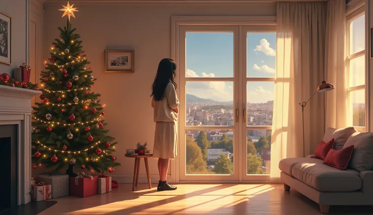 anime style: Christmas decorations, beautiful anime woman in her 30s
A modern and minimalist home, adorned with a simple Christmas tree and a few carefully selected ornaments. The focus is on clean lines and a clutter-free environment, reflecting the homeo...