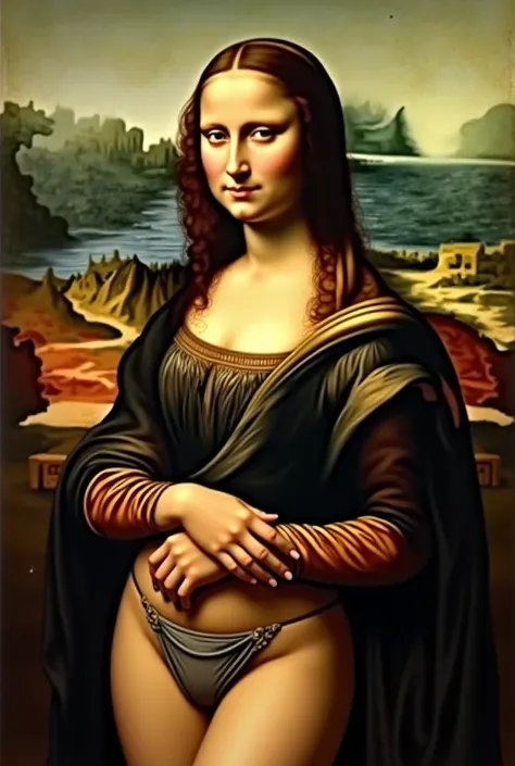  Mona Lisa in realistic mini bikini 