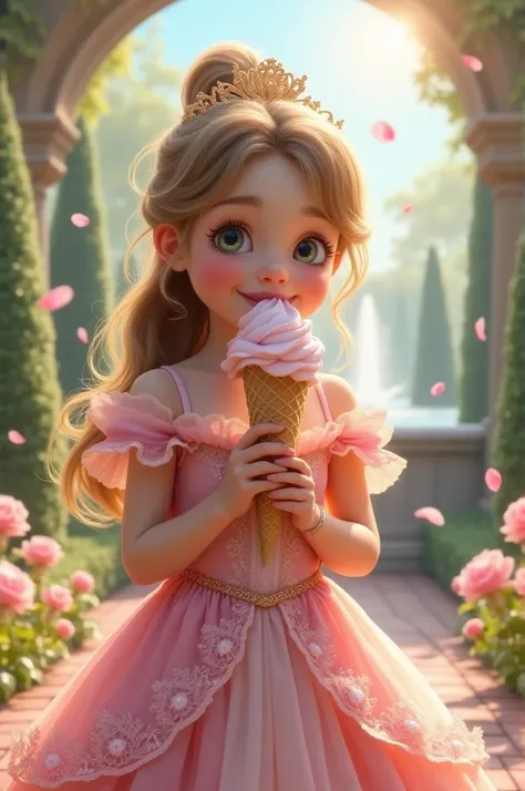 Princess eats ice cream