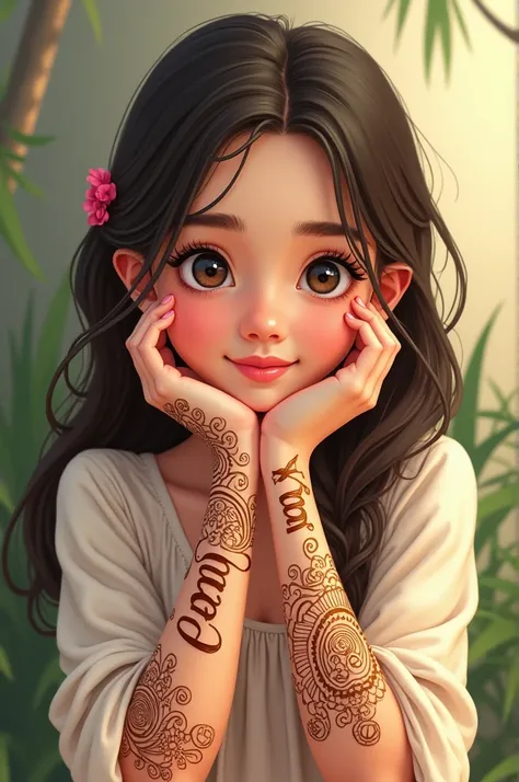 Girl and name type Hamza in mehndi