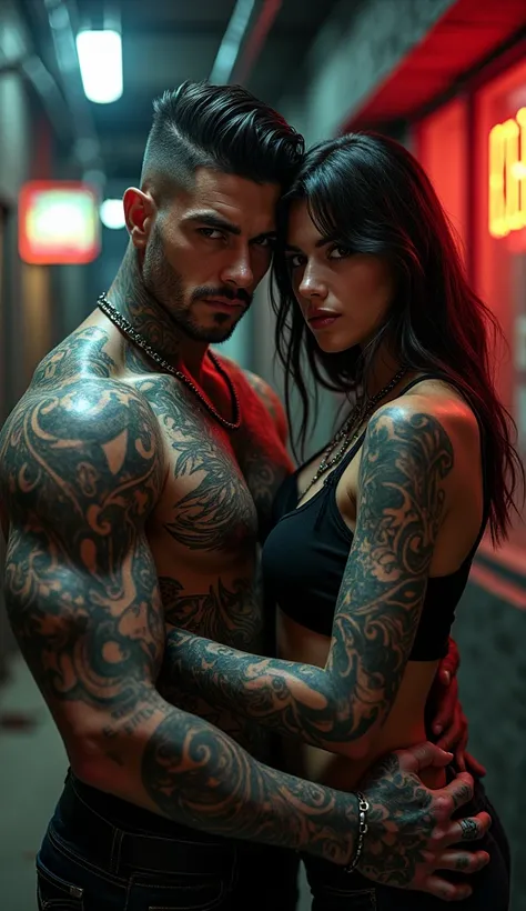  Thug husband and wife couple tattooed with the name Lisa_FXP is Luciano _lk