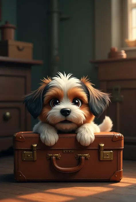 dog in a suitcase
