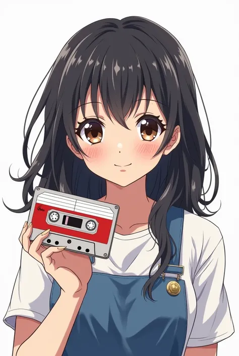  90s anime style,  1990s style ,  clear ,  1980s Style ,   top quality, 8k, 1 female, only,  Lofi Girl , Lofi Art,  Lofi Feeling ,  watching viewers,  Very big eyes , Wearing 1980s clothing, Top shot,  close, smile, light brown eyes,  snow-white skin ,   S...