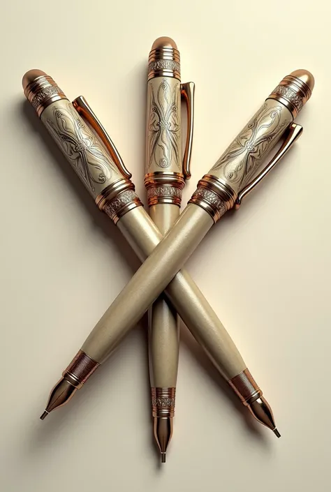 A classic-style image of 3 crossed art nouveau pens 