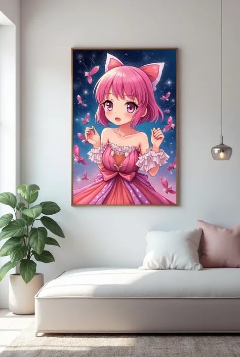  Anime girl painting on the wall