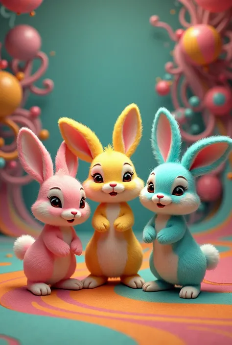 Three cute vintage-style bunnies from the super drugged 50s