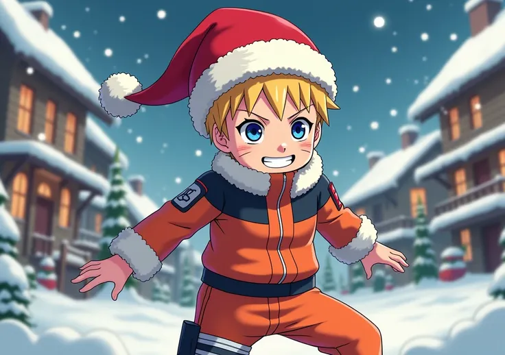 Naruto with a christmas hat on