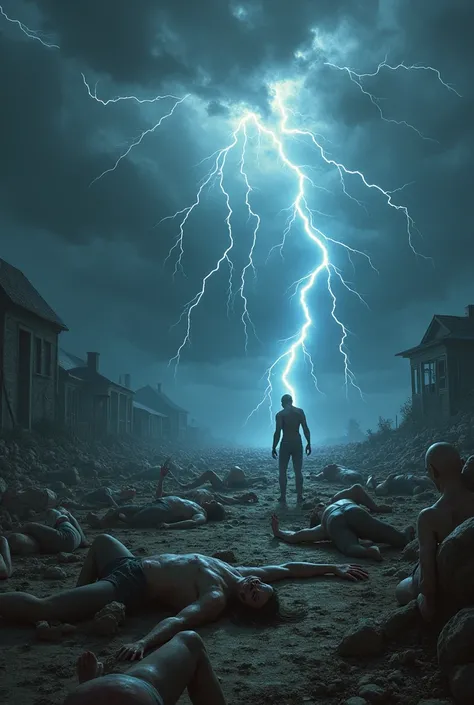  Bodies on the ground lightning falling from the sky 