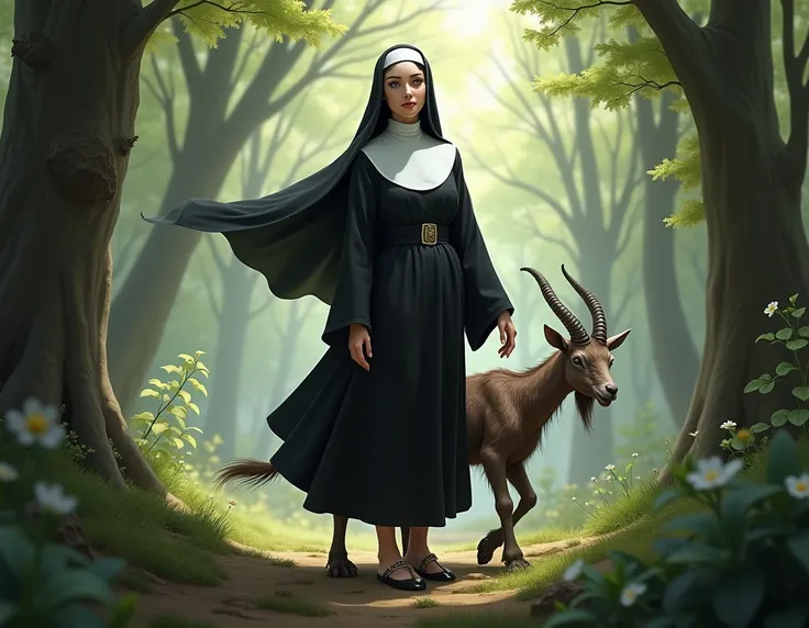 A Satyr  (female)  in nuns clothing