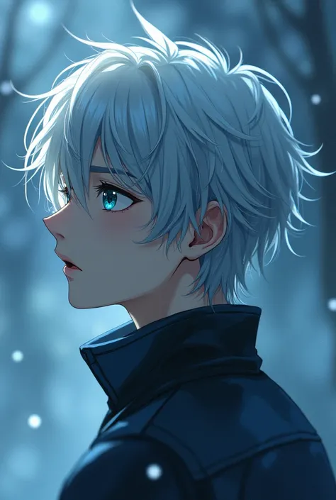 (Japanese anime)Silver haired young man,Eyes deep blue is always the same character... The soul disappears , finding peace ,  but Ryu feels a strange connection with it.