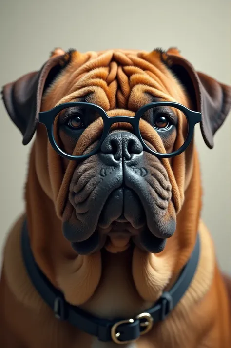 A Sharpei grandmother with Catholic glasses