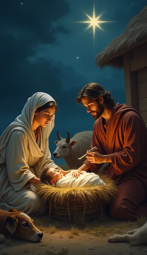  Create an image 9 16 about Jesus Christ ! God, in His immense love ,  sent His Son to be born in a humble way, In a manger , next image 