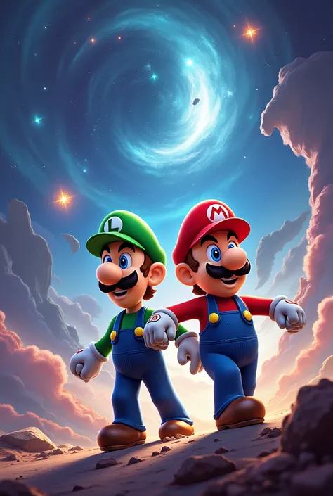 Cover of the series Mario and Luigi infection Garaxi Stars with the name of the cover