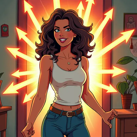 comic book art woman at home surrounded by glowing arrows labeled "Organic Growth"