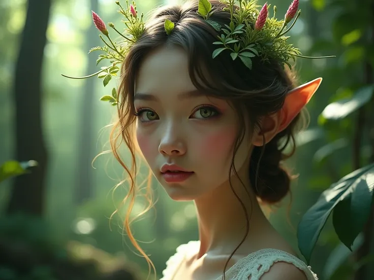  The face is perfect but I think you made her like some kind of demon.  The character is a forest nymph . Make it similar 