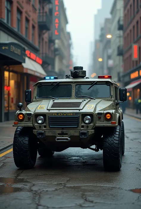 Military police car on the street 