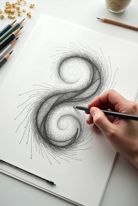 The Fibonacci sequence in perspective, drawing on a sheet of paper, 4k, best quality, best resolution, 9:16