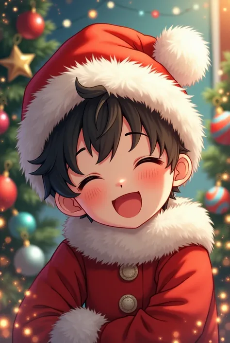 Seishiro Nagi boy with Christmas hat and Christmas decorations 