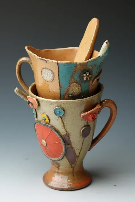 creative abstract handmade cups without cooking