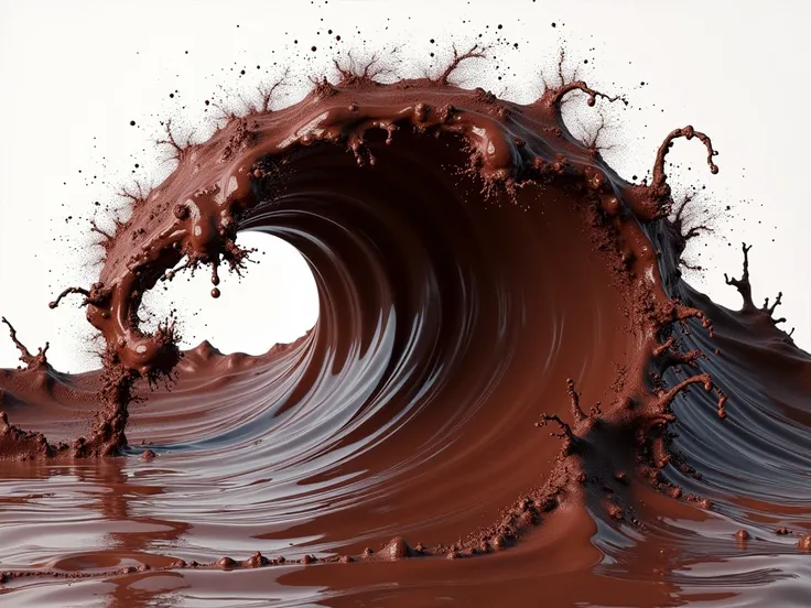 A LARGE CHOCOLATE WAVE SPLASH WITH A HIGH RESOLUTION