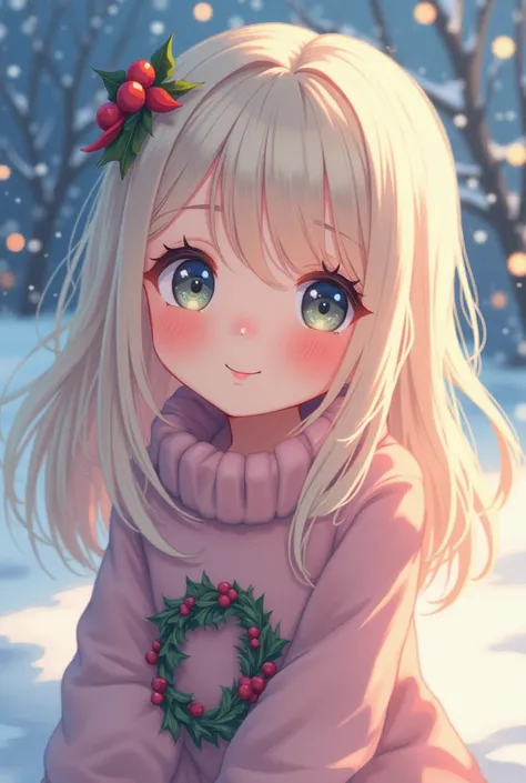 Christmas image of anime girl with the name Pili