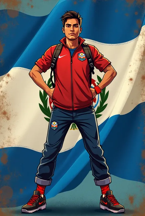 Un chico que en el fondo tenga la bandera de El Salvador y diga abajo tEAM L.S.t 