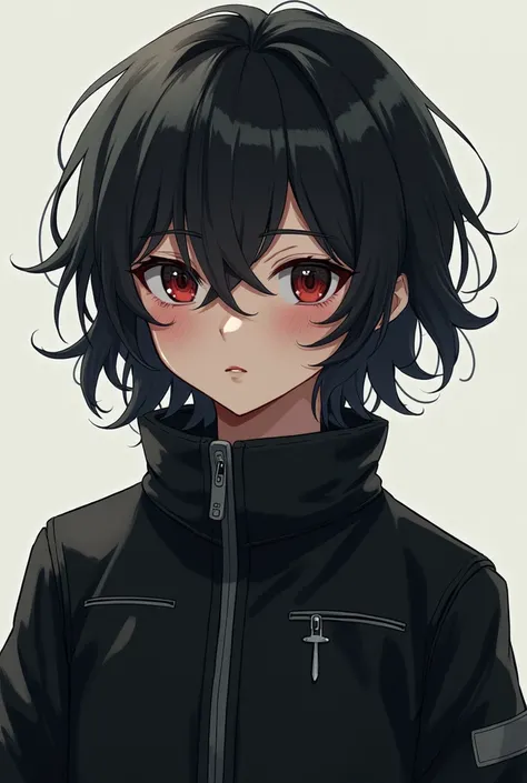 Boy with long wavy hair with a scar on his left face wearing black anime jacket