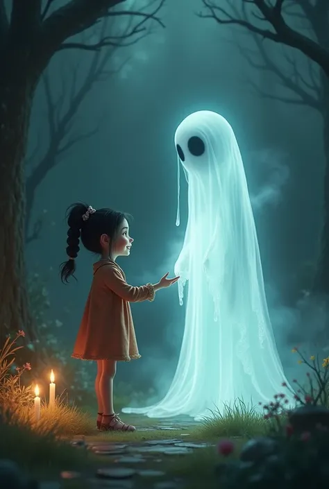 Make an image of a girl and a ghost together