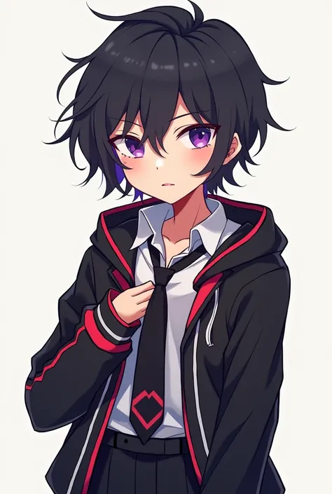  an image of an OC from Persona 5 with these features :

Gender:  male ,  but with a more feminine appearance .

Age:  16-  (high school student)

appearance:
	• Hair:  black hair, slightly wavy,  with some softer locks that fall delicately around her face...