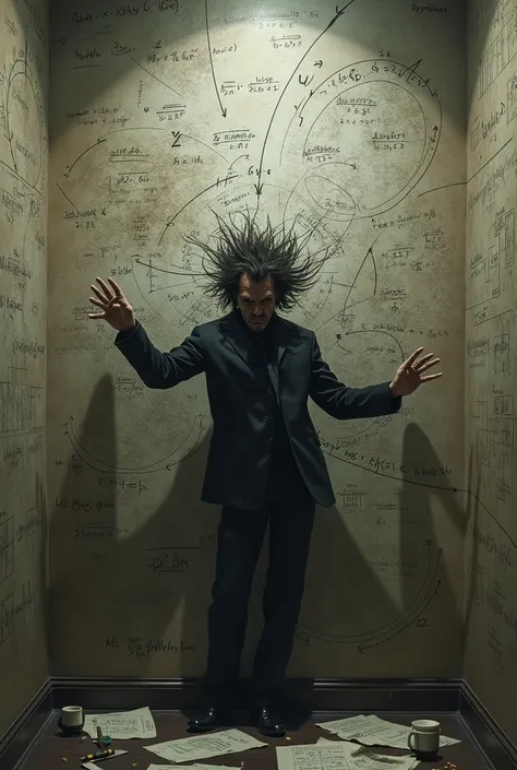 A madman solving differential equations on walls 