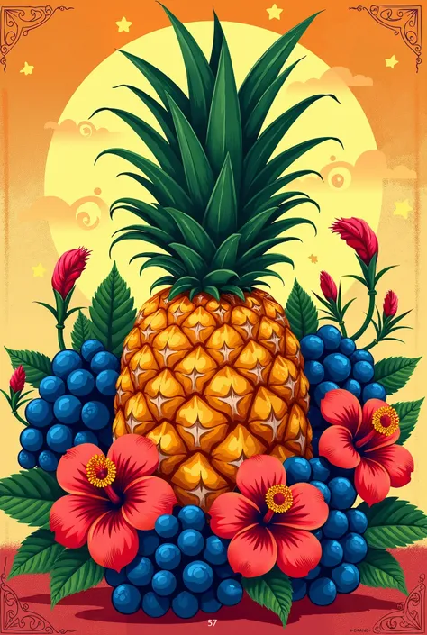  label for a pineapple tepache, Jamaica and grape 